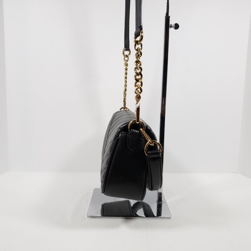 Tory Burch Kira Chevron Small Flap Shoulder Bag - Black - Picture 3 of 10